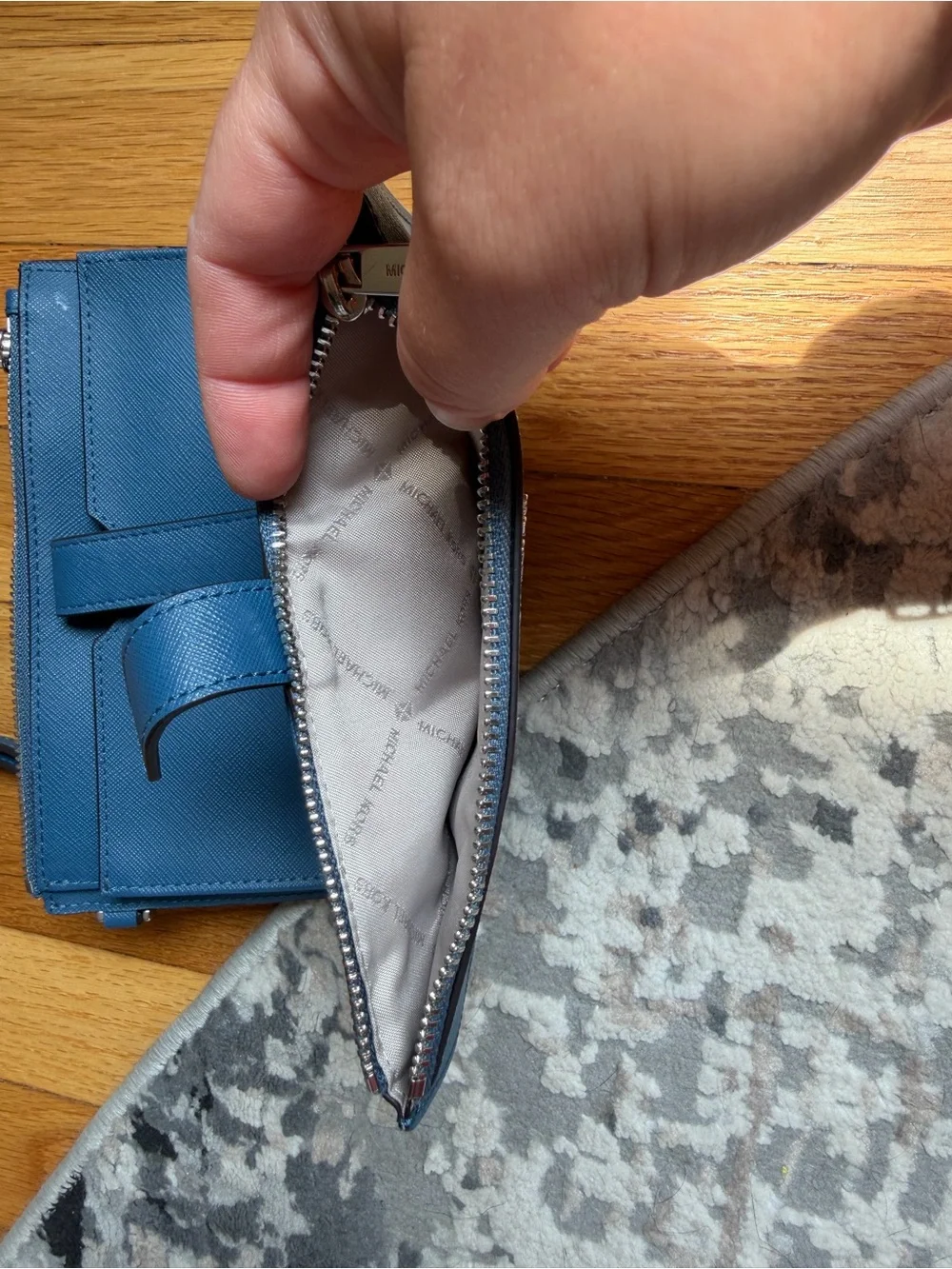 Michael Kors Steel Blue Saffiano Wristlet Wallet